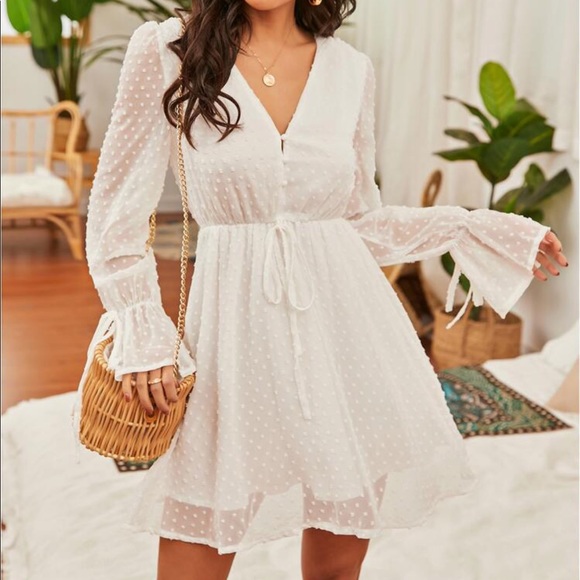 SHEIN Dresses & Skirts - NEW Long Sleeve Swiss Dot Mini Dress